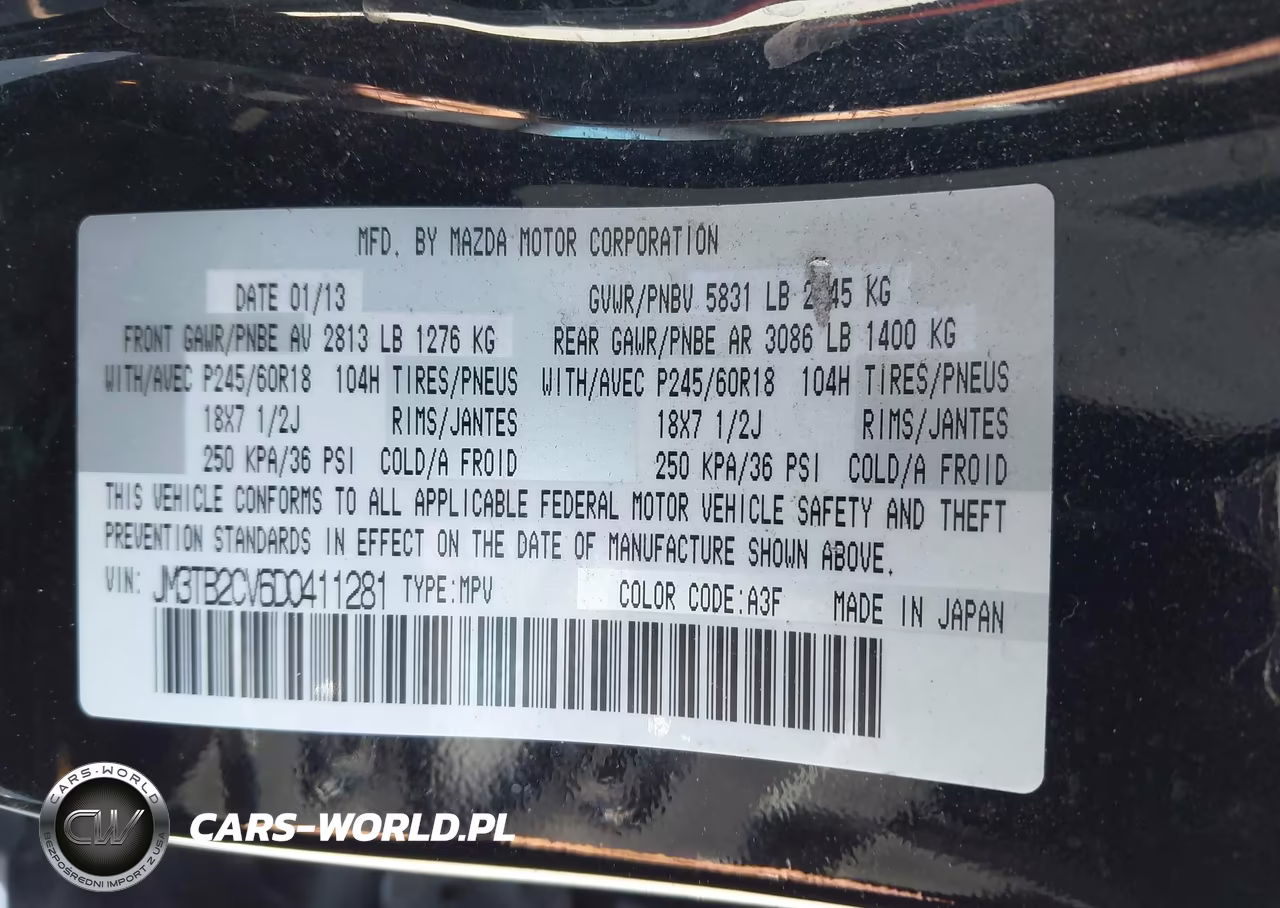2013 Mazda Cx-9 Touring VIN:JM3TB2CV6D0411281 - 9