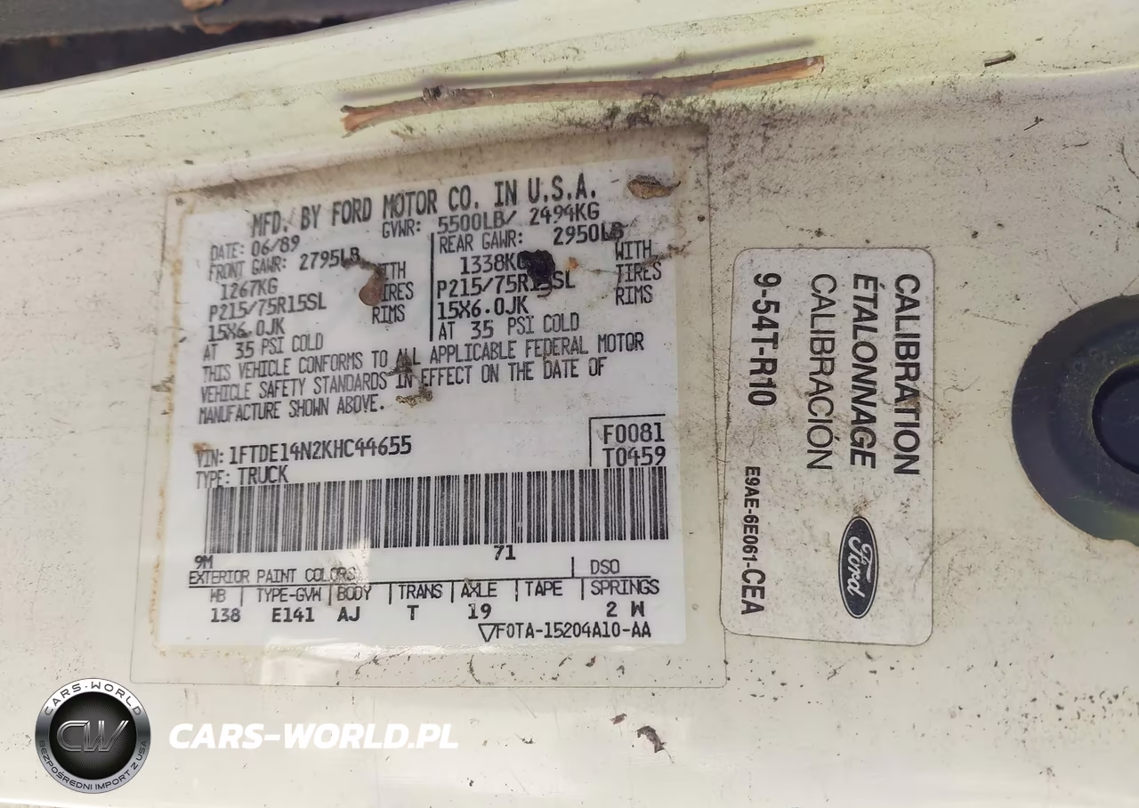 1989 Ford Econoline E150 Van VIN:1FTDE14N2KHC44655 - 9