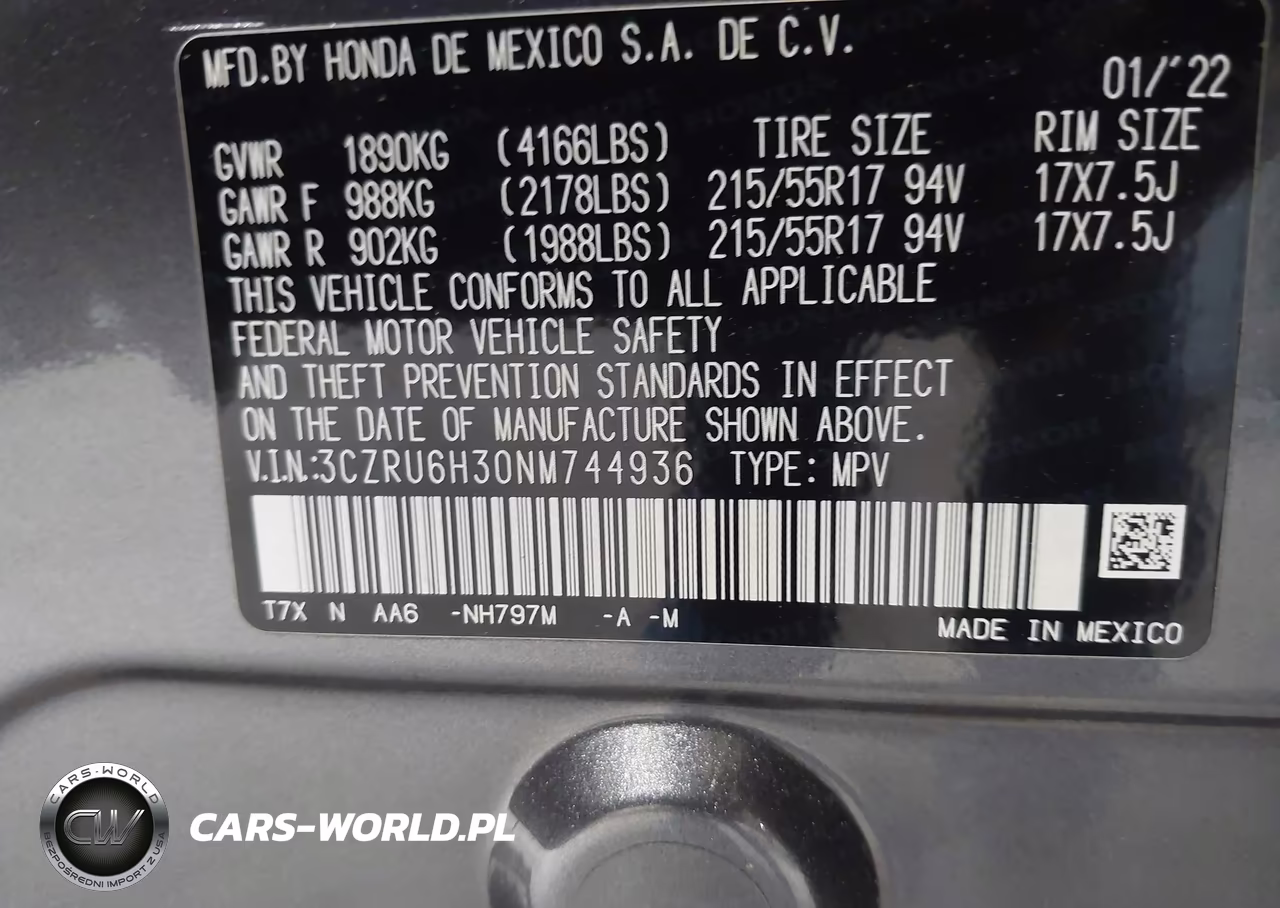 2022 Honda Hr-V Awd Lx VIN:3CZRU6H30NM744936 - 9