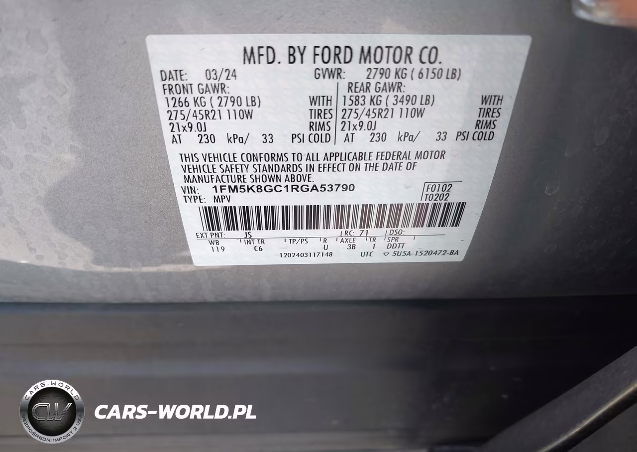 2024 Ford Explorer St VIN:1FM5K8GC1RGA53790 - 9
