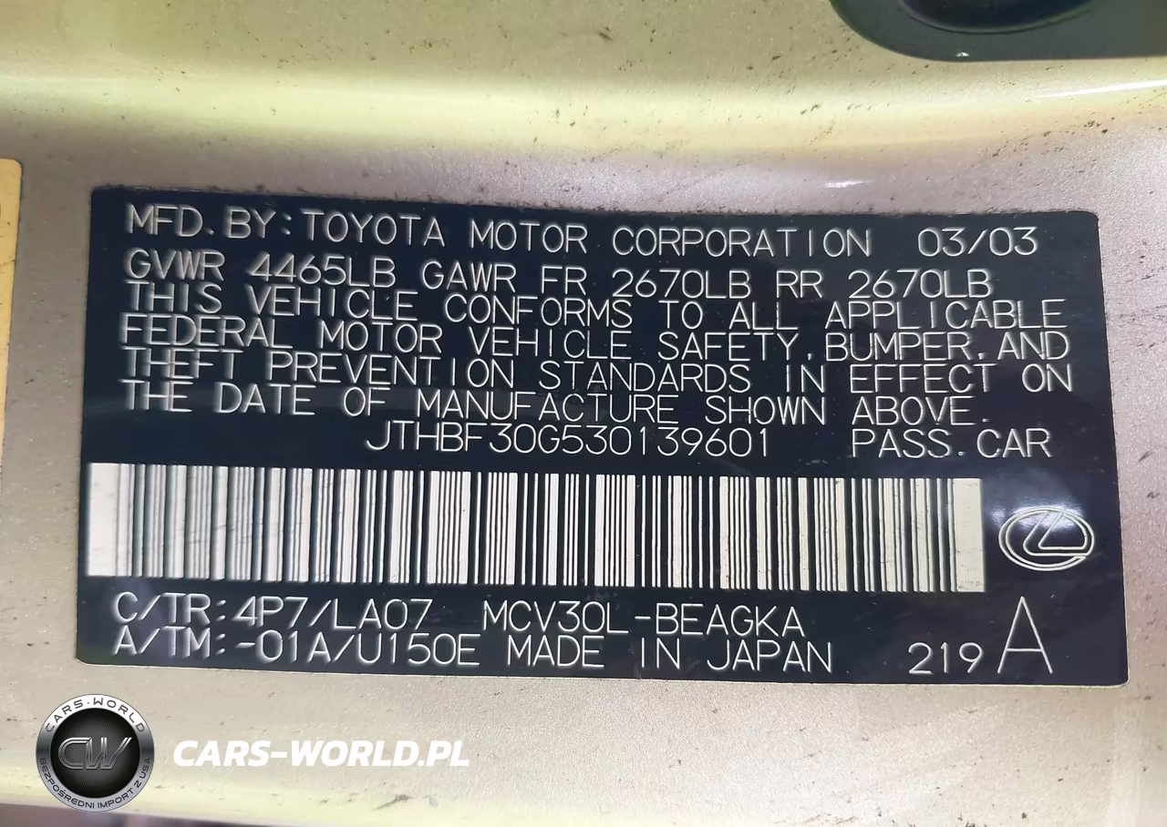 2003 Lexus Es 300 VIN:JTHBF30G530139601 - 9