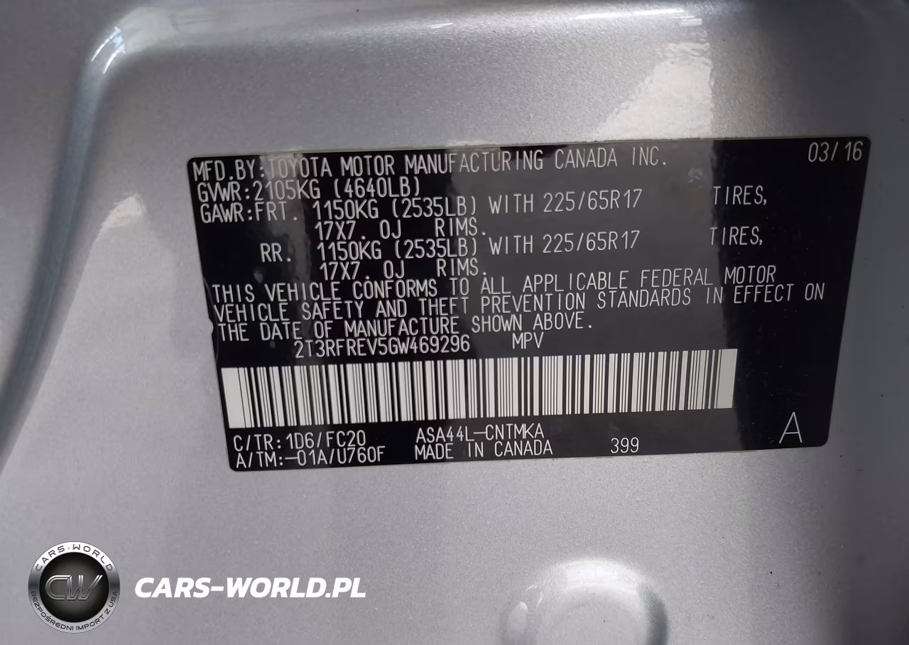 2016 Toyota Rav4 Xle VIN:2T3RFREV5GW469296 - 9