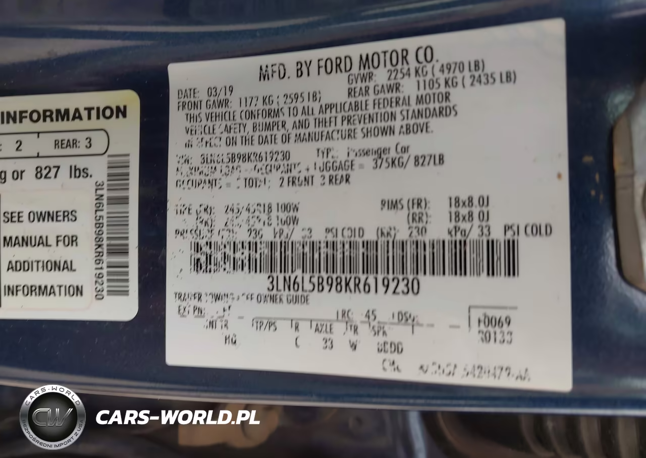 2019 Lincoln Mkz Standard VIN:3LN6L5B98KR619230 - 9