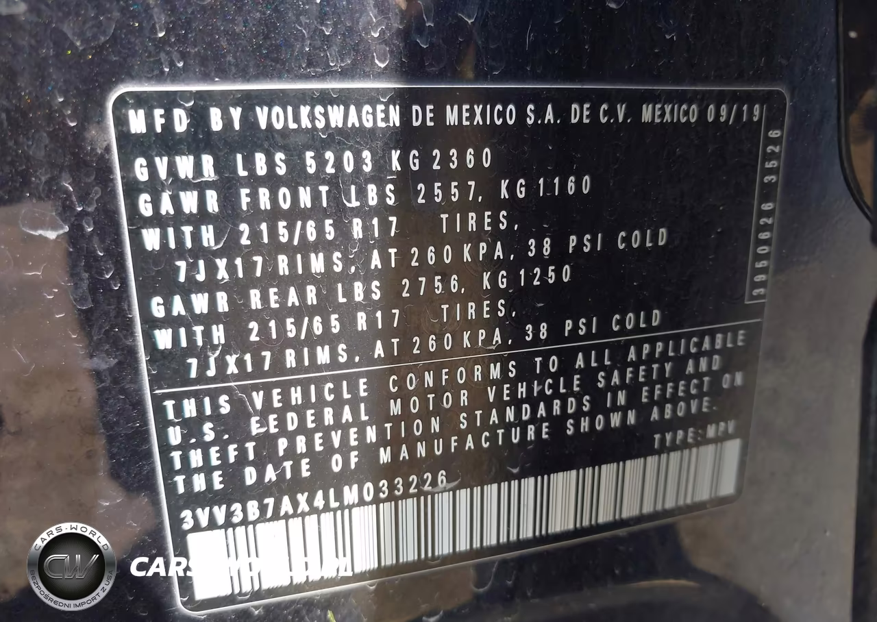 2020 Volkswagen Tiguan 2.0T Se-2.0T Se R-Line Black-2.0T Sel VIN:3VV3B7AX4LM033226 - 9