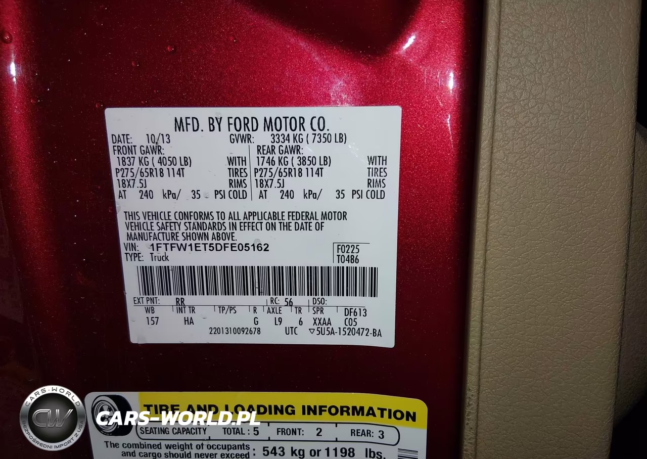 2013 Ford F-150 Lariat VIN:1FTFW1ET5DFE05162 - 9