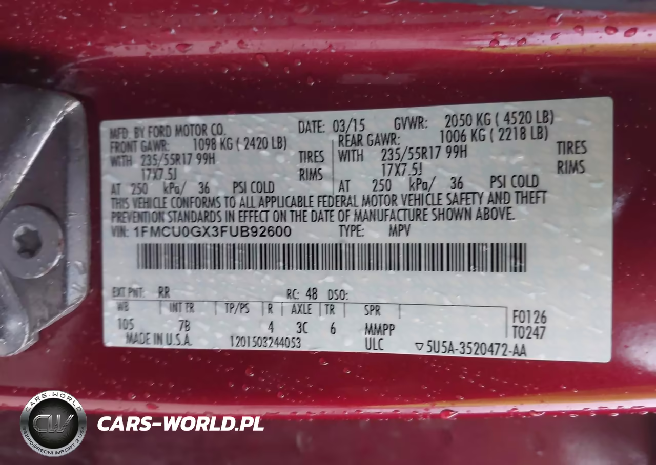 2015 Ford Escape Se VIN:1FMCU0GX3FUB92600 - 9