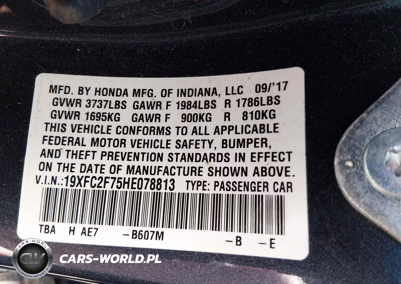 2017 Honda Civic Ex VIN:19XFC2F75HE078813 - 9