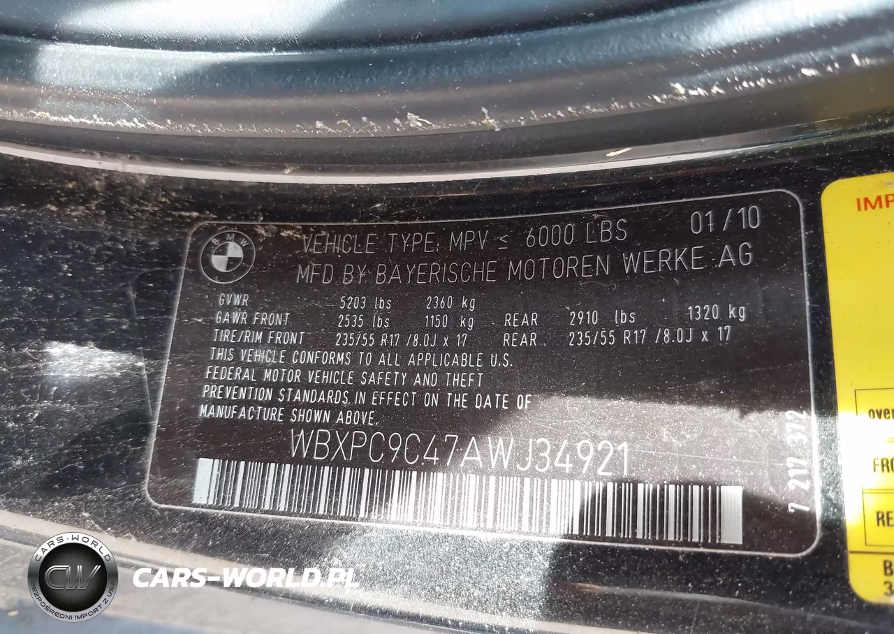 2010 BMW X3 xDrive30I VIN:WBXPC9C47AWJ34921 - 9