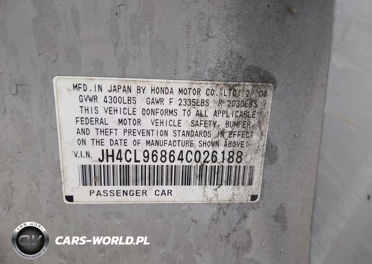 2004 Acura Tsx VIN:JH4CL96864C026188 - 9