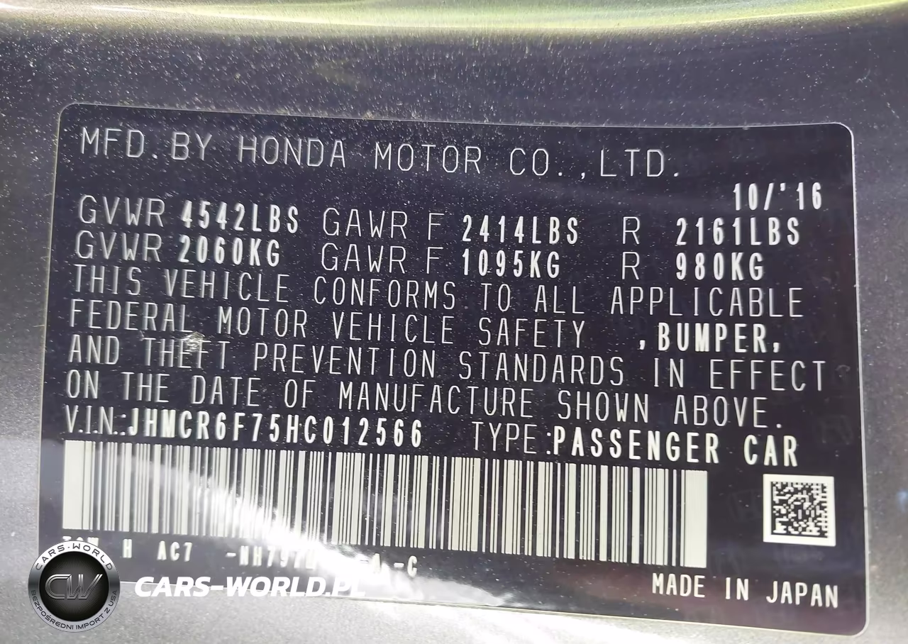 2017 Honda Accord Hybrid Touring VIN:JHMCR6F75HC012566 - 9