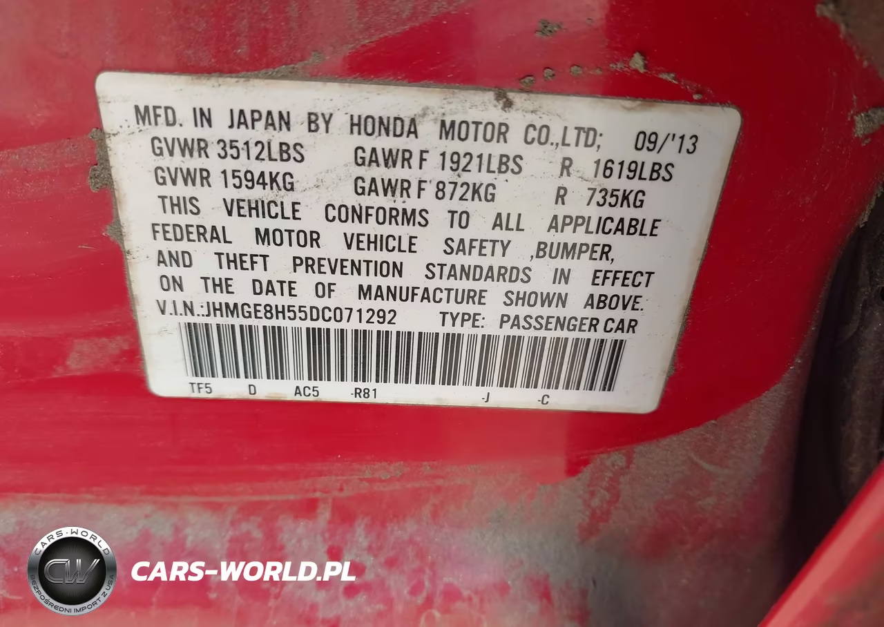 2013 Honda Fit Sport VIN:JHMGE8H55DC071292 - 9