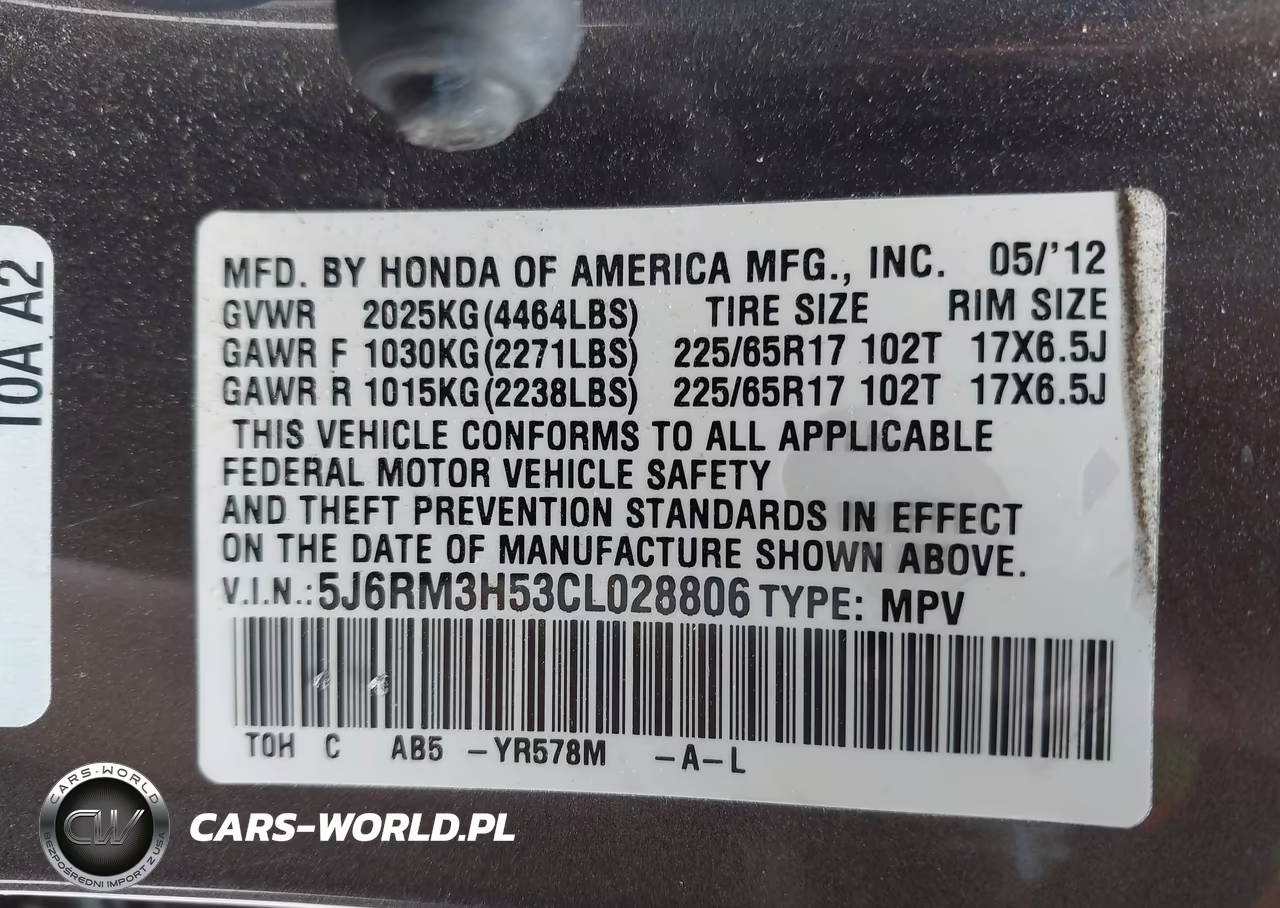 2012 Honda Cr-V Ex VIN:5J6RM3H53CL028806 - 9