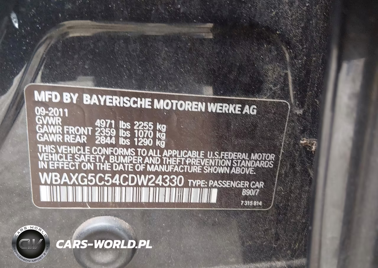 2012 BMW 528I VIN:WBAXG5C54CDW24330 - 9