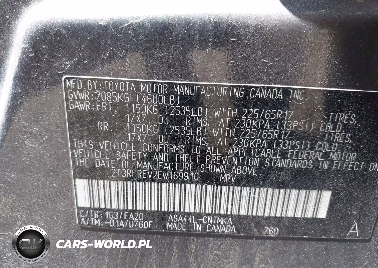2014 Toyota Rav4 Xle VIN:2T3RFREV2EW169910 - 9