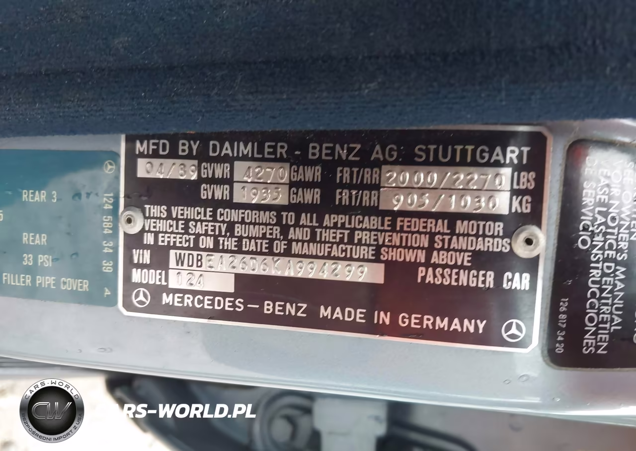 1989 Mercedes-Benz 260 E VIN:WDBEA26D6KA994299 - 9