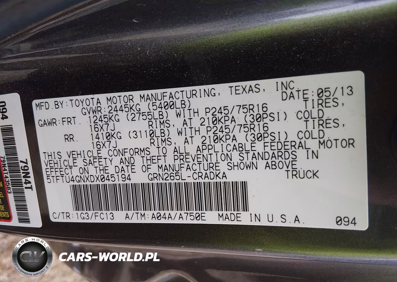 2013 Toyota Tacoma Prerunner V6 VIN:5TFTU4GNXDX045194 - 9