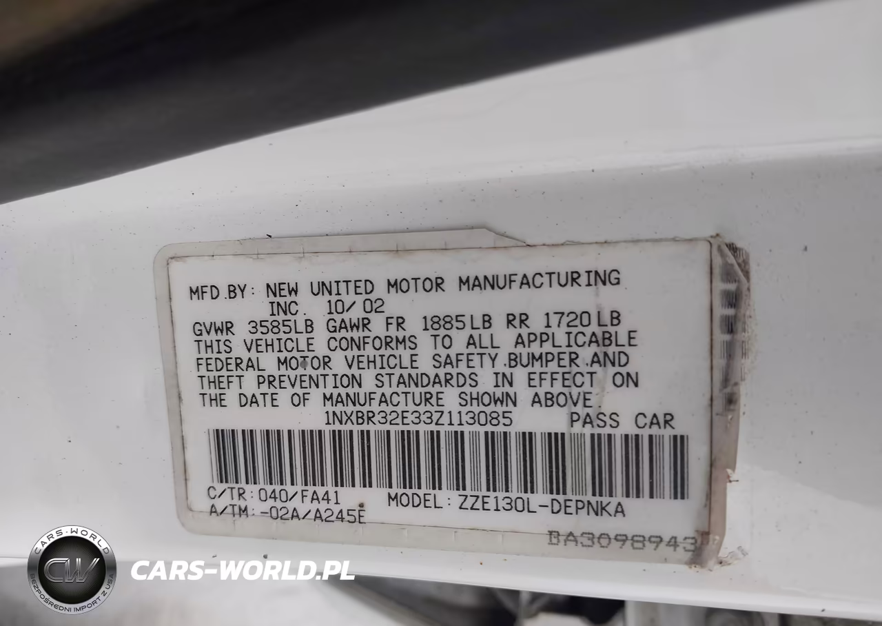 2003 Toyota Corolla Le VIN:1NXBR32E33Z113085 - 9