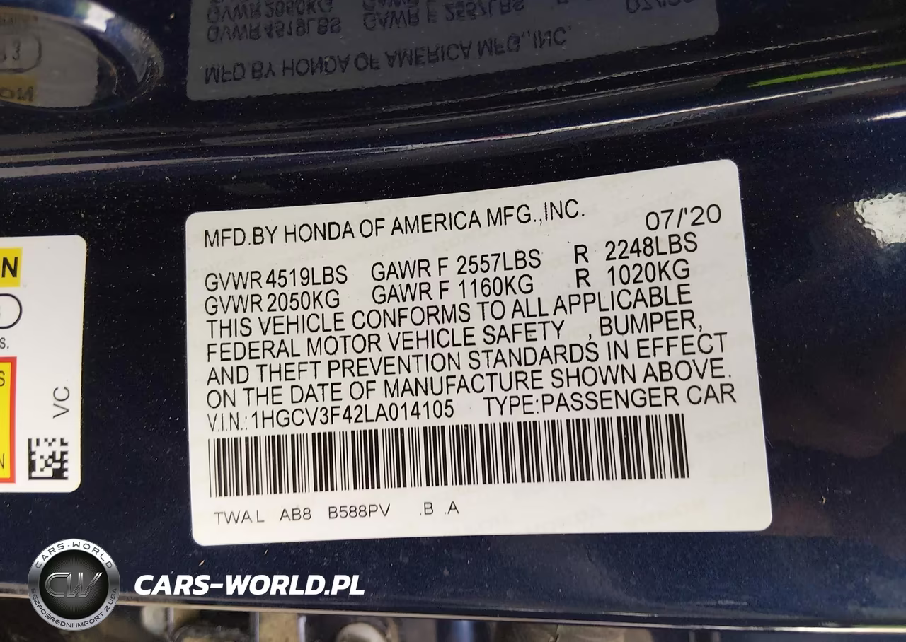 2020 Honda Accord Hybrid Ex VIN:1HGCV3F42LA014105 - 9