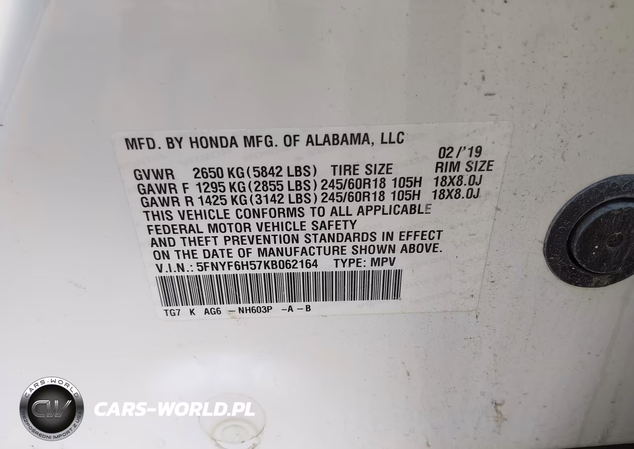 2019 Honda Pilot Ex-L VIN:5FNYF6H57KB062164 - 9
