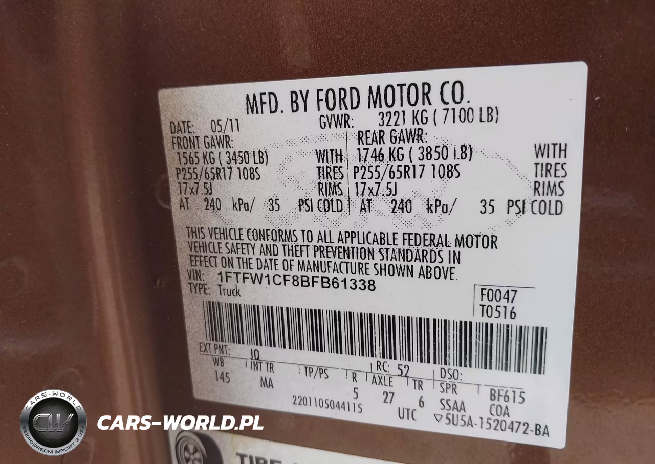 2011 Ford F-150 Xlt VIN:1FTFW1CF8BFB61338 - 9