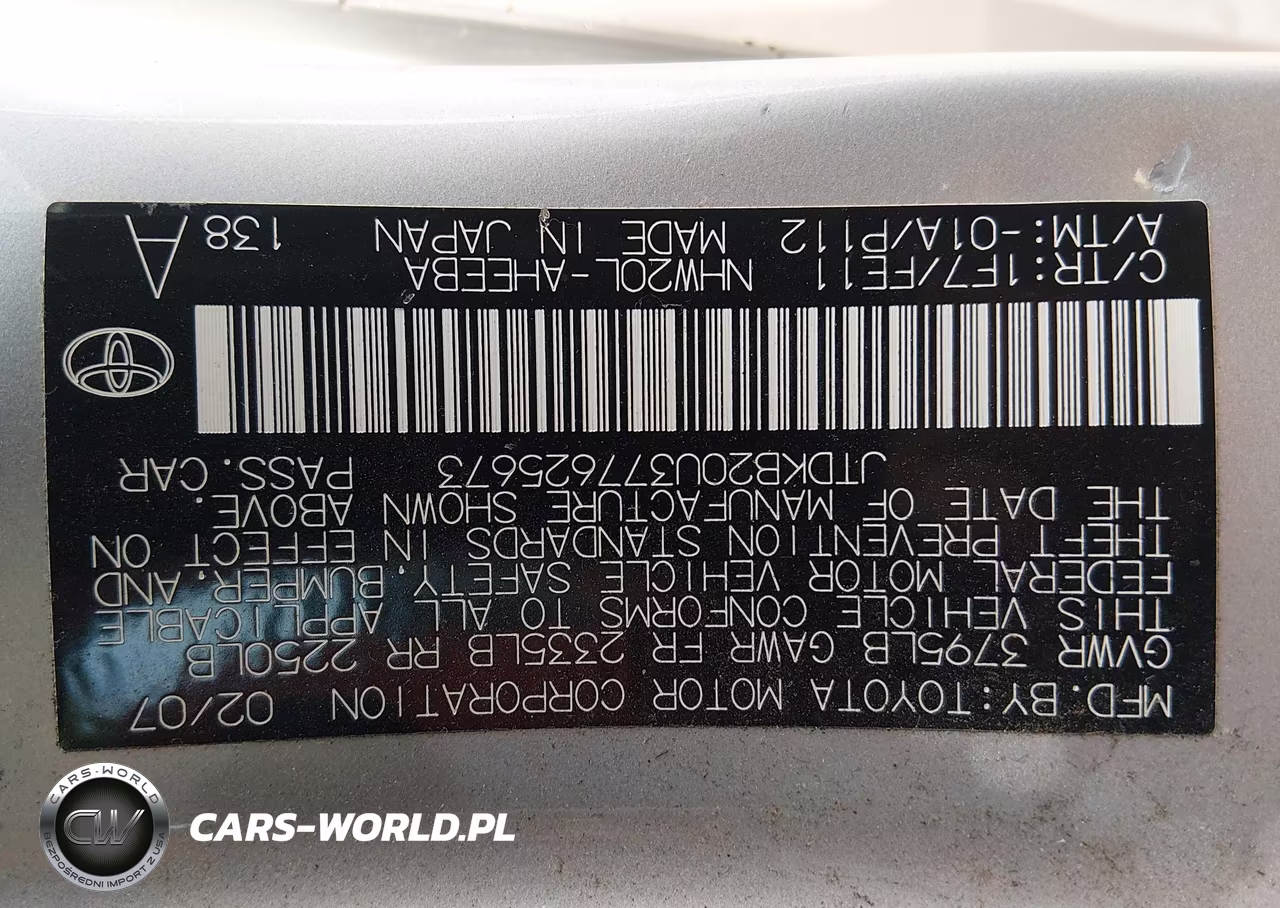 2007 Toyota Prius Touring VIN:JTDKB20U377625673 - 9