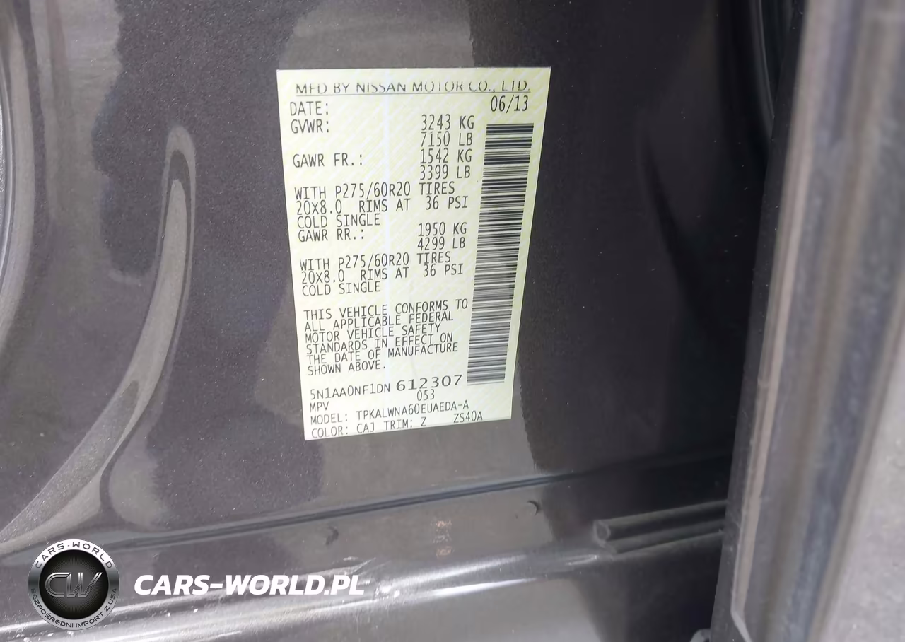 2013 Nissan Armada Platinum VIN:5N1AA0NF1DN612307 - 9