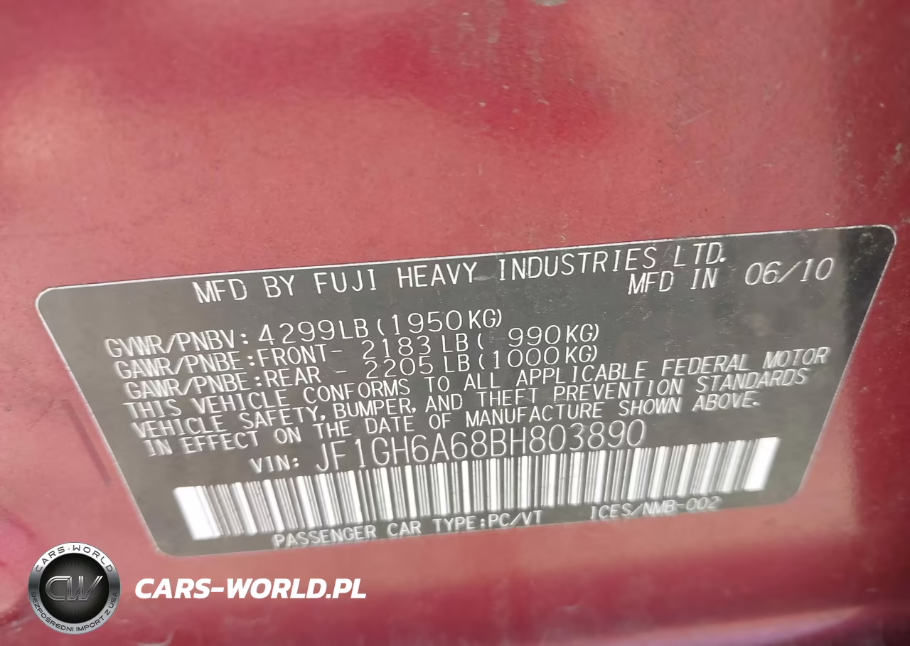2011 Subaru Impreza 2.5I VIN:JF1GH6A68BH803890 - 9