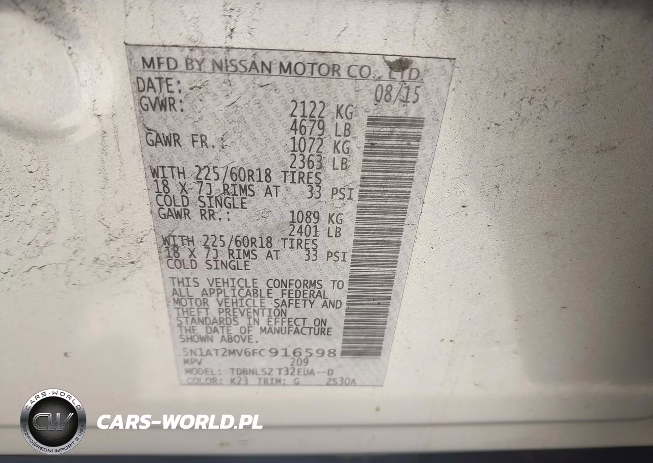 2015 Nissan Rogue Sl VIN:5N1AT2MV6FC916598 - 9