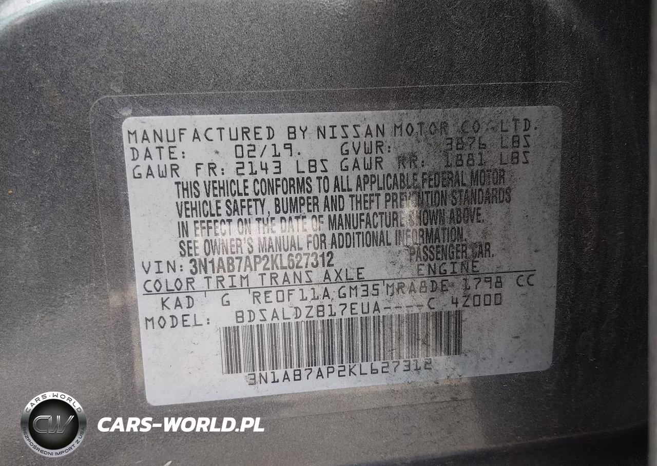 2019 Nissan Sentra Sv VIN:3N1AB7AP2KL627312 - 9