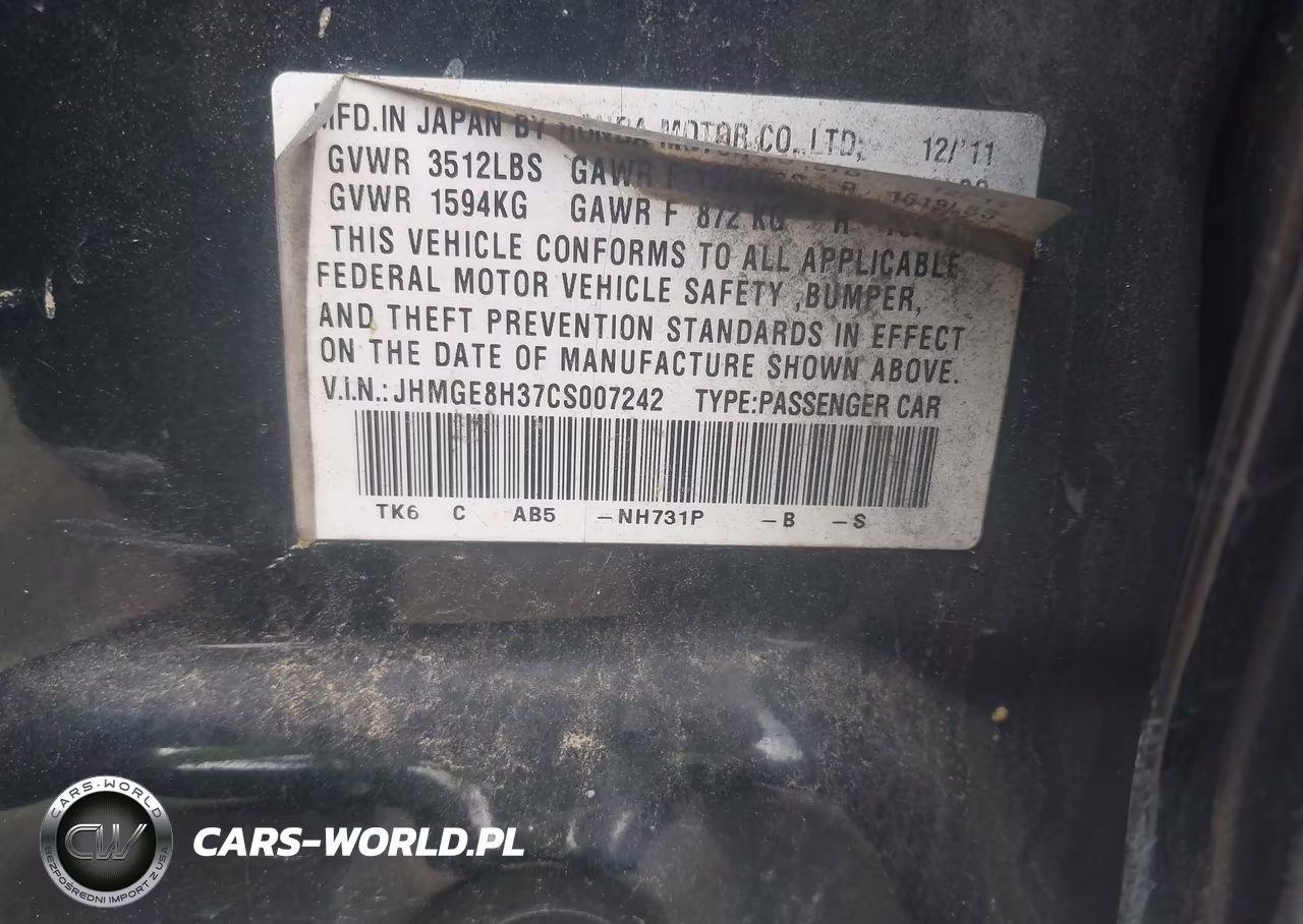 2012 Honda Fit VIN:JHMGE8H37CS007242 - 9
