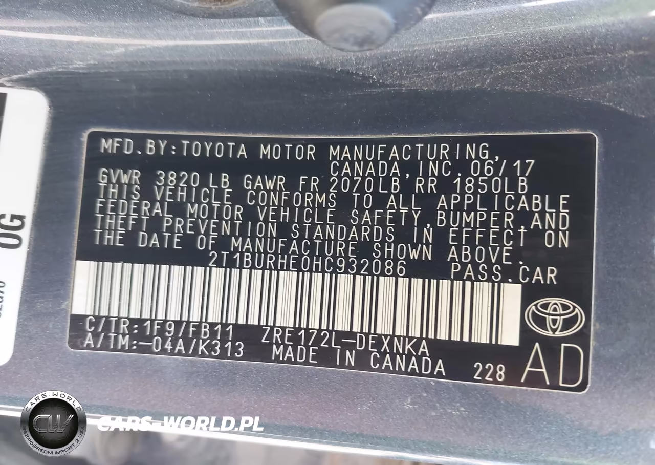 2017 Toyota Corolla Le VIN:2T1BURHE0HC932086 - 9