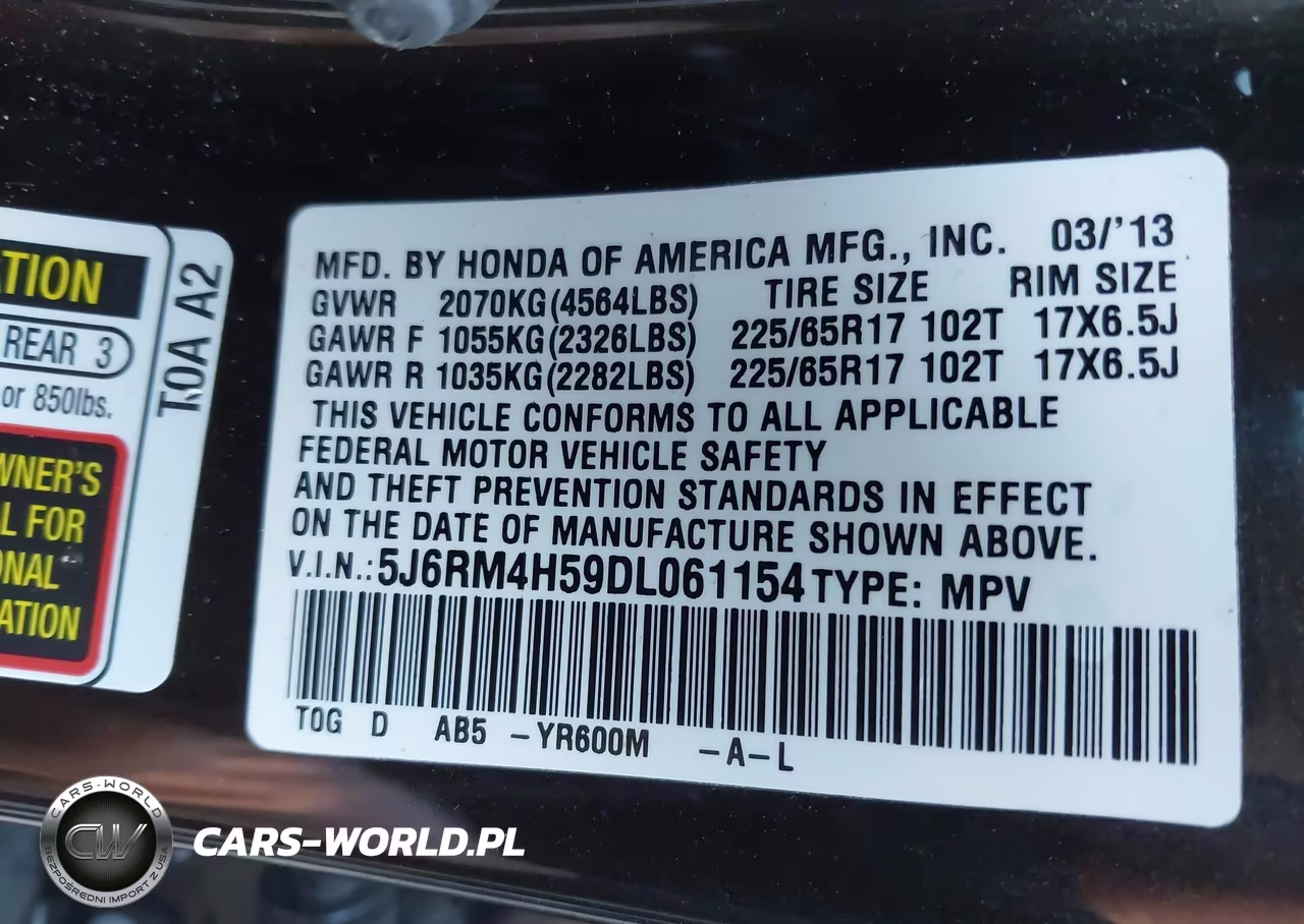 2013 Honda Cr-V Ex VIN:5J6RM4H59DL061154 - 9