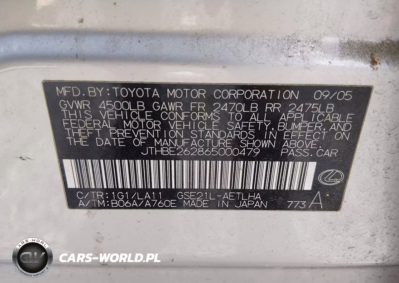2006 Lexus Is 350 VIN:JTHBE262865000479 - 9