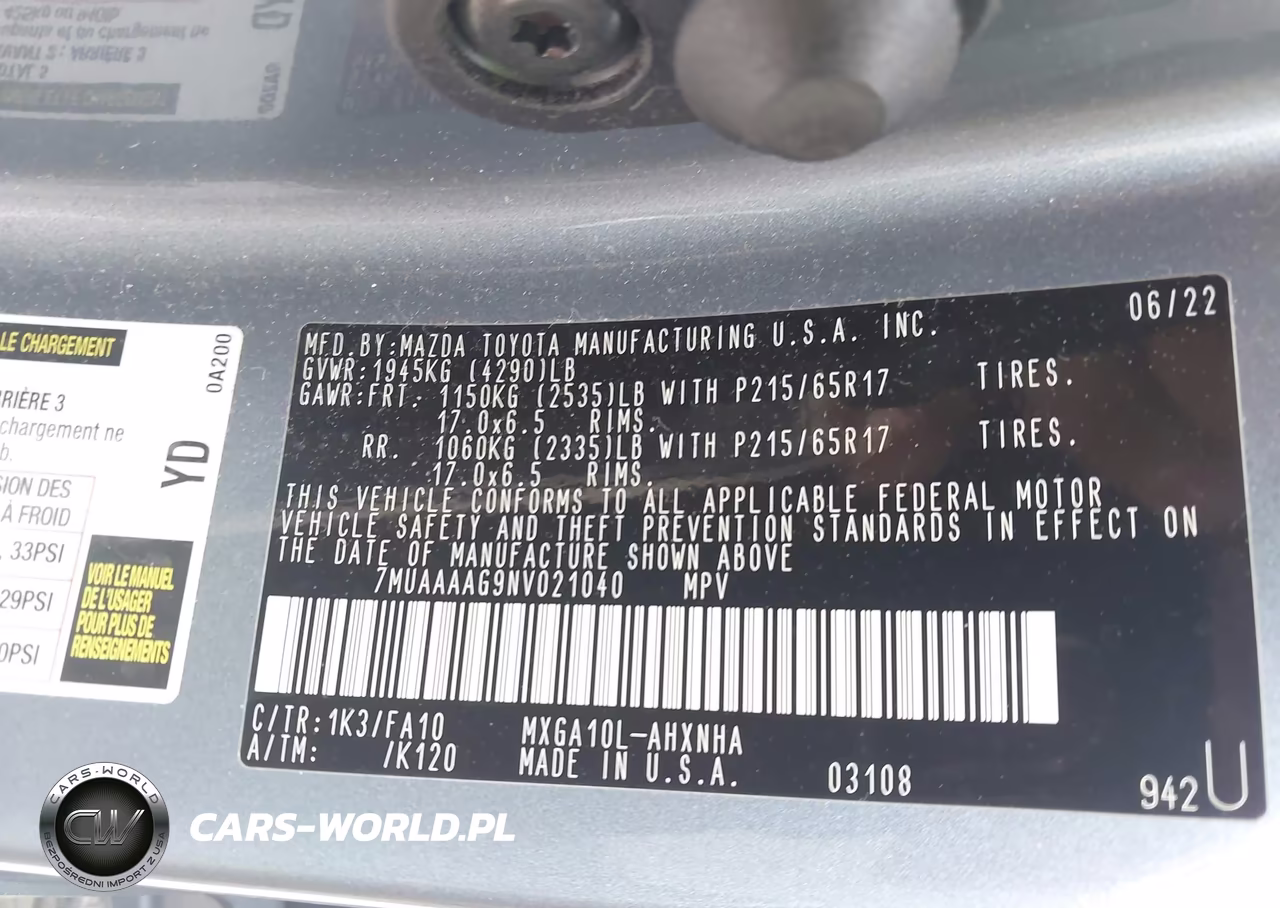 2022 Toyota Corolla Cross L VIN:7MUAAAAG9NV021040 - 9