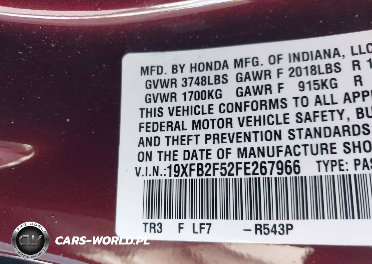 2015 Honda Civic Lx VIN:19XFB2F52FE267966 - 9