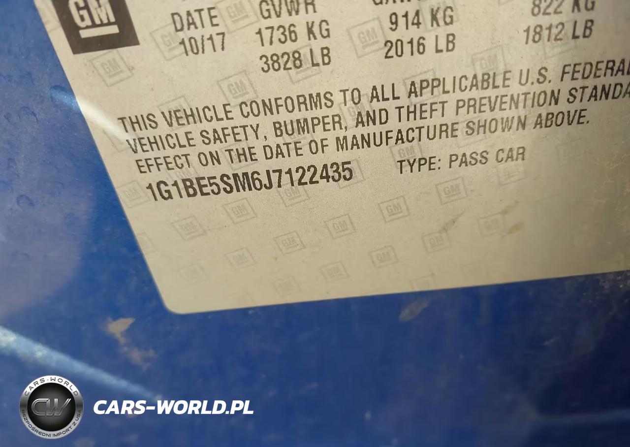 2018 Chevrolet Cruze Lt Auto VIN:1G1BE5SM6J7122435 - 9