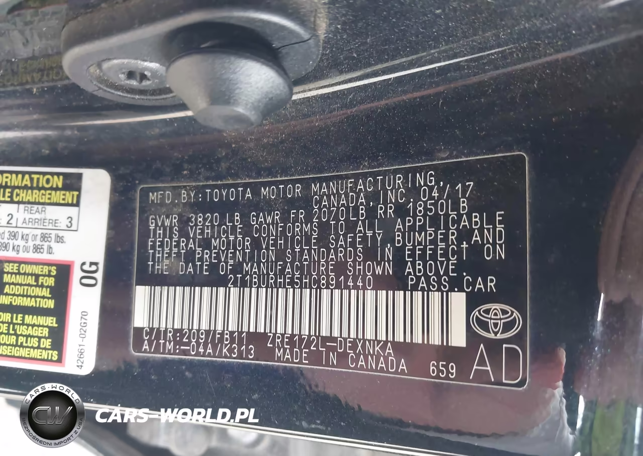 2017 Toyota Corolla Le VIN:2T1BURHE5HC891440 - 9