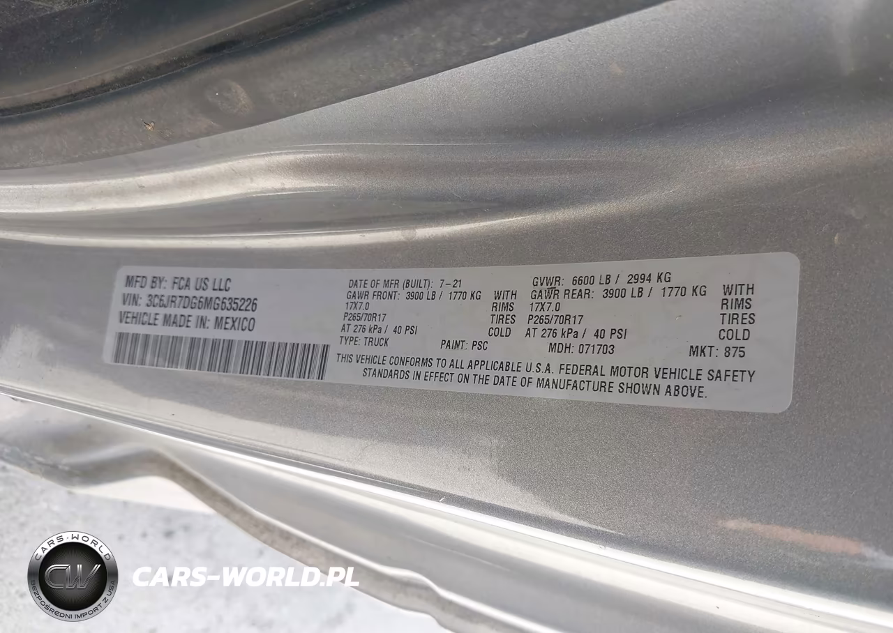 2021 Ram 1500 Classic Tradesman 4X4 8' Box VIN:3C6JR7DG6MG635226 - 9