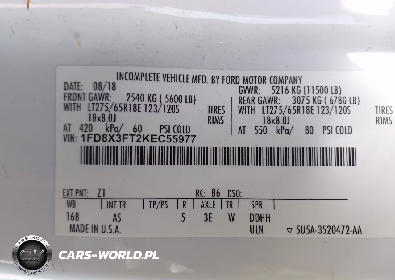 2019 Ford F-350 Chassis Xl VIN:1FD8X3FT2KEC55977 - 8
