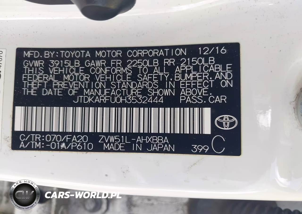 2017 Toyota Prius Two Eco VIN:JTDKARFU0H3532444 - 9