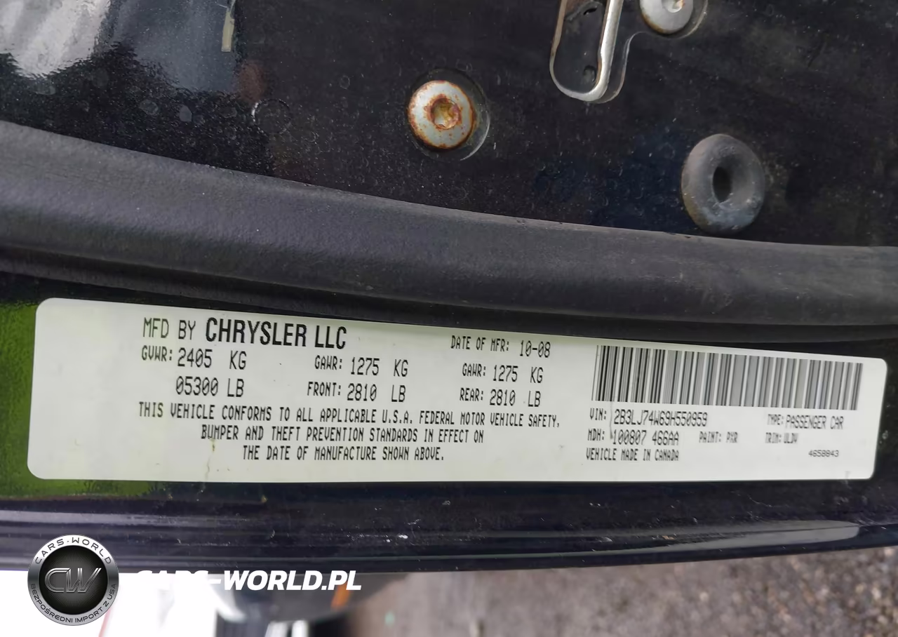2009 Dodge Challenger Srt8 VIN:2B3LJ74W69H550959 - 9