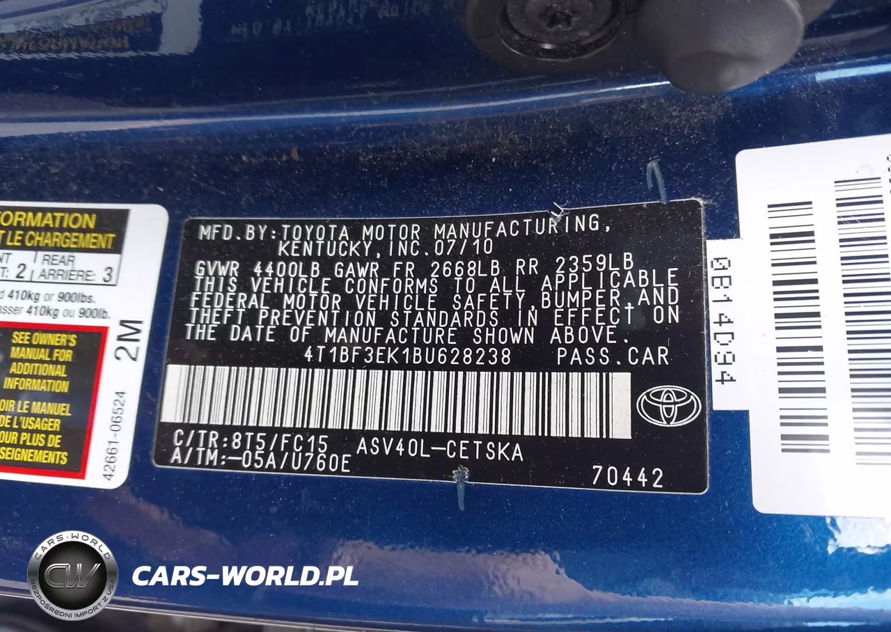 2011 Toyota Camry Se VIN:4T1BF3EK1BU628238 - 9