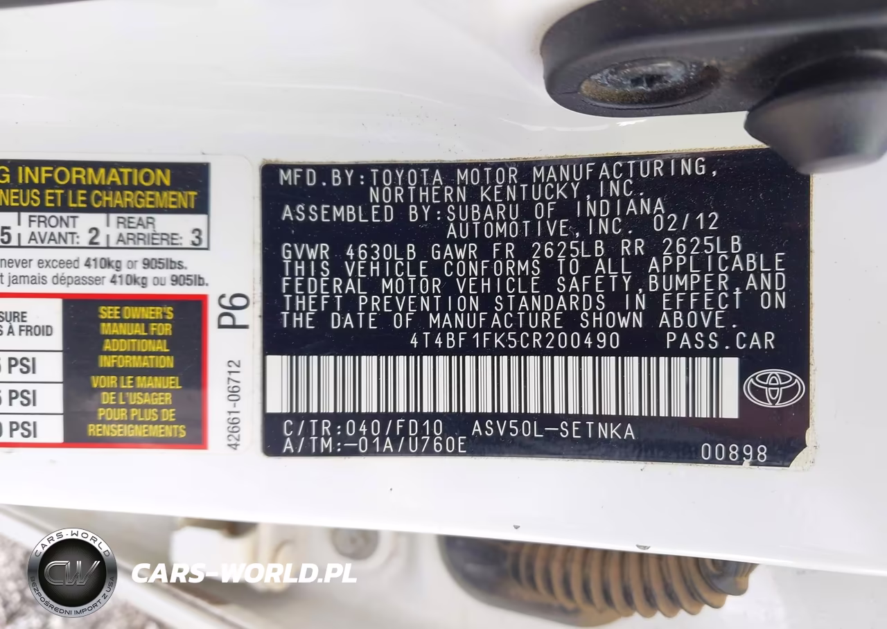 2012 Toyota Camry Le VIN:4T4BF1FK5CR200490 - 9