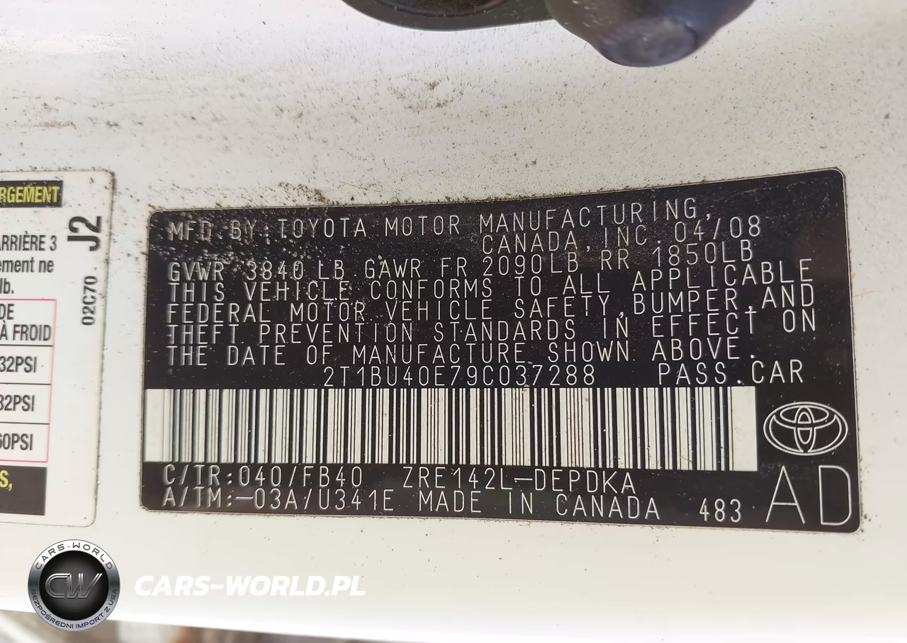 2009 Toyota Corolla Le VIN:2T1BU40E79C037288 - 9