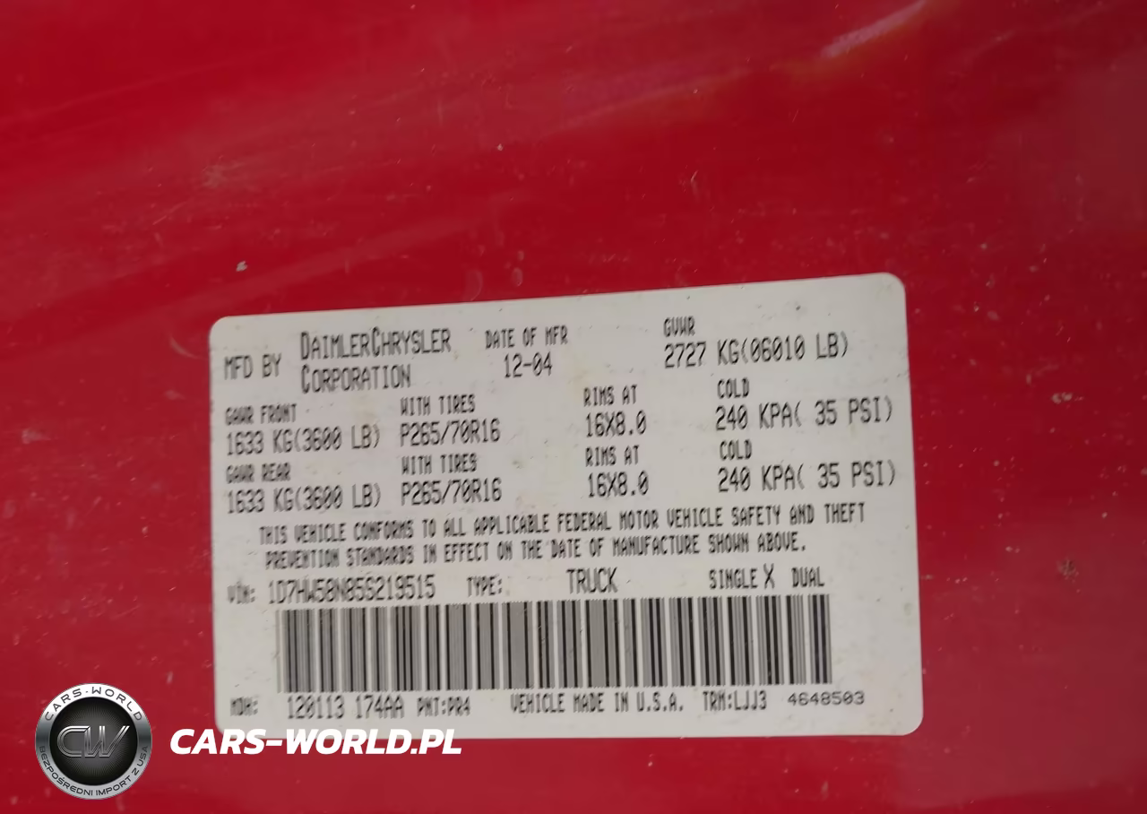 2005 Dodge Dakota Laramie VIN:1D7HW58N85S219515 - 9