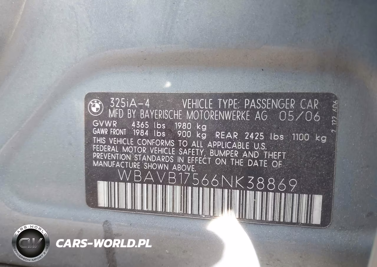 2006 BMW 325I VIN:WBAVB17566NK38869 - 9