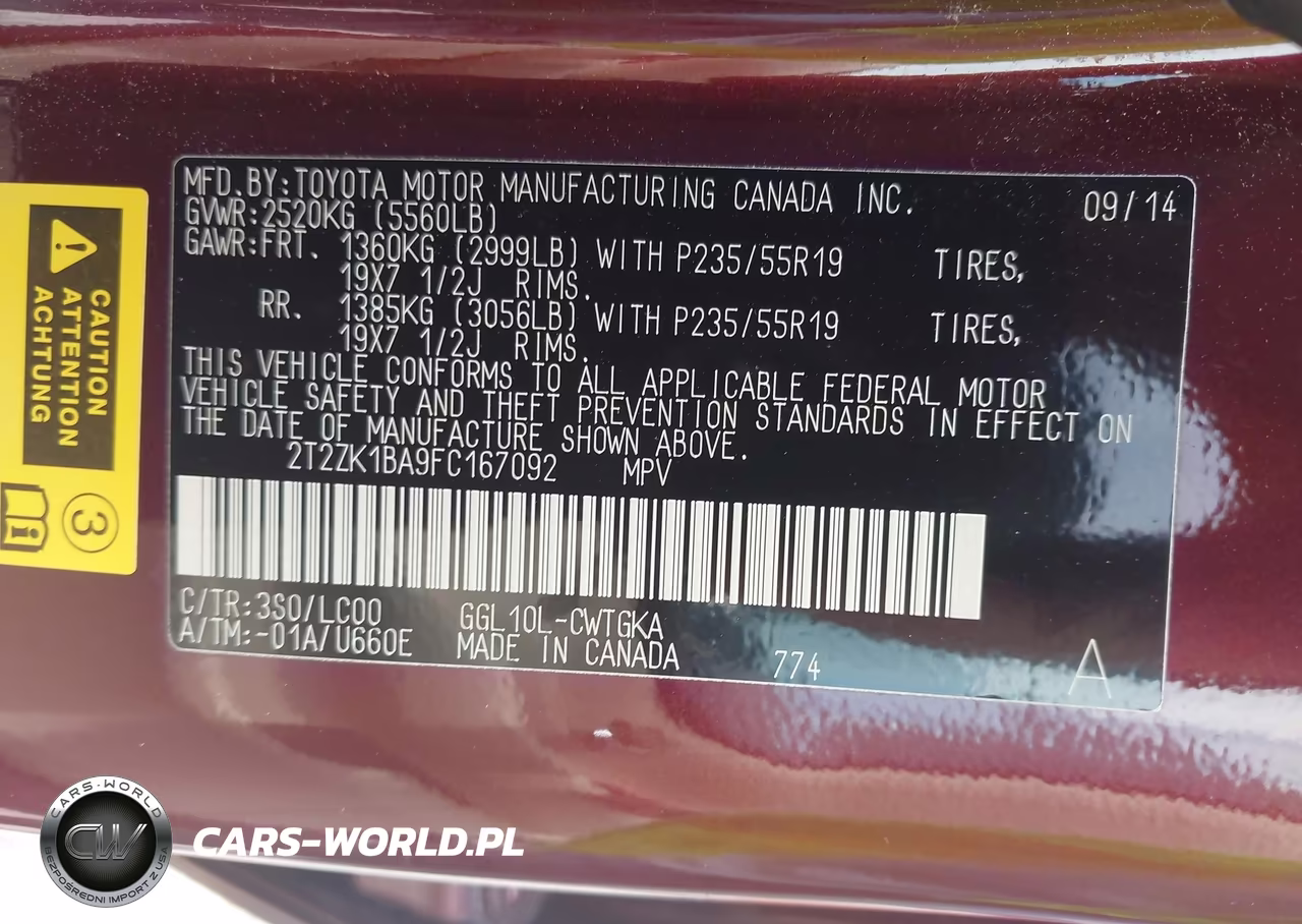 2015 Lexus Rx 350 VIN:2T2ZK1BA9FC167092 - 9