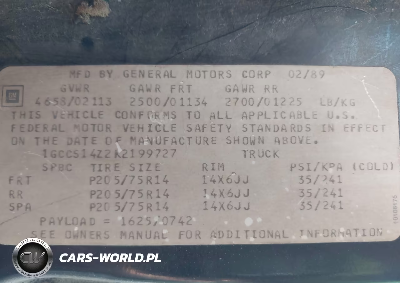 1989 Chevrolet S Truck S10 VIN:1GCCS14Z2K2199727 - 9