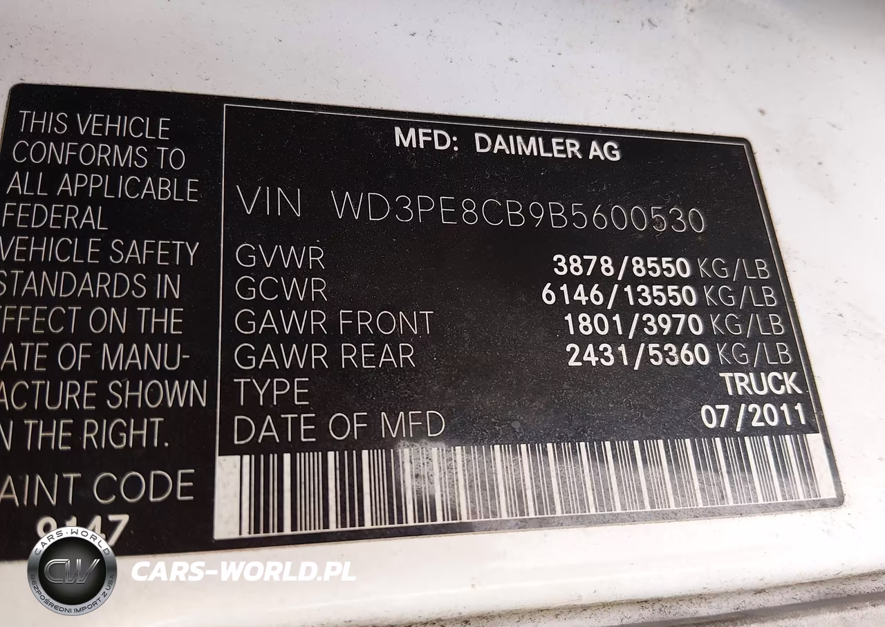 2011 Mercedes-Benz Sprinter 2500 High Roof VIN:WD3PE8CB9B5600530 - 9