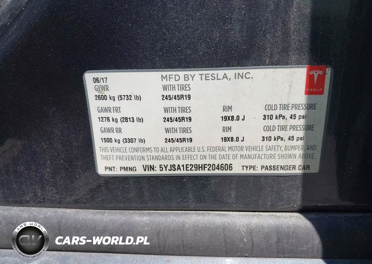 2017 Tesla Model S VIN:5YJSA1E29HF204606 - 9
